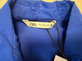 Camisa bordada Zara azul