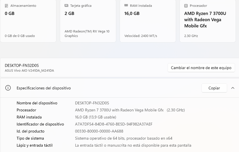 ASUS All-in-One Ryzen 7 16GB RAM afbeelding 5