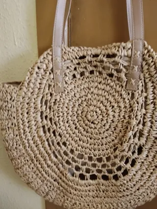 Bolso de Rafia Redondo Beige