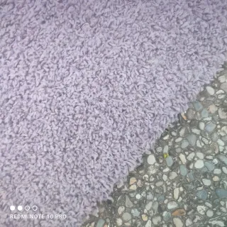 Alfombra beige y morada de tela