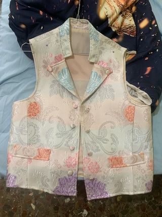 Chaleco Fallero Brillante Blanco y Plata