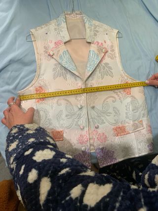 Chaleco Fallero Brillante Blanco y Plata