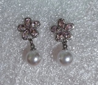 Pendientes perla y circonitas plateado