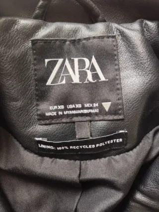 Chaqueta Cuero Zara Negra