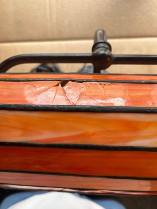 Lámpara Escritorio Tiffany Naranja Cristal Metal