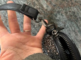 Borsetta sera glitterata nera e argento