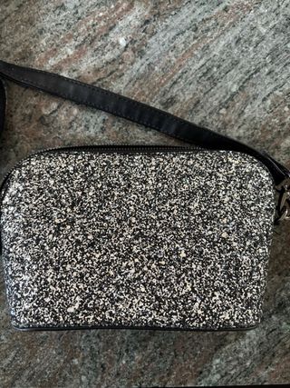 Borsetta sera glitterata nera e argento