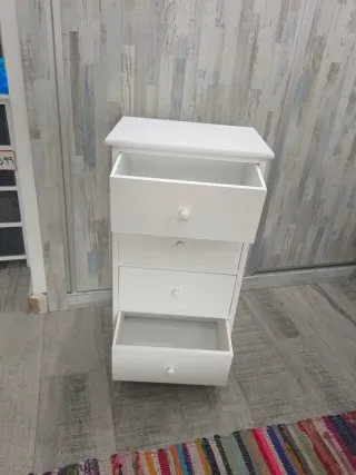 Mesita de noche blanca madera maciza