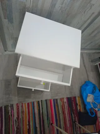 Mesita de noche blanca madera maciza