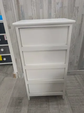 Mesita de noche blanca madera maciza