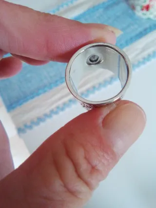 Anillo vintage bisutería azul plata