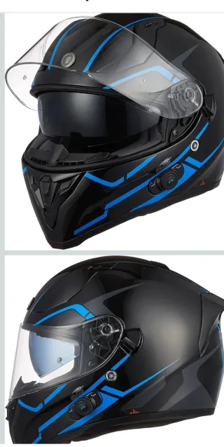 Casco Integral Moto Bluetooth Negro Azul