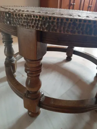 Mesa baja redonda madera y metal