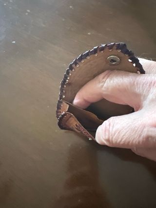 Portamonete in pelle con rosa