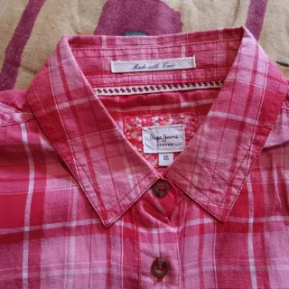 Camisa Pepe Jeans cuadros rosa talla XS