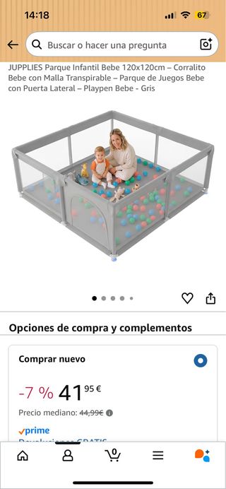 Parque Infantil Bebé 120x120cm Gris