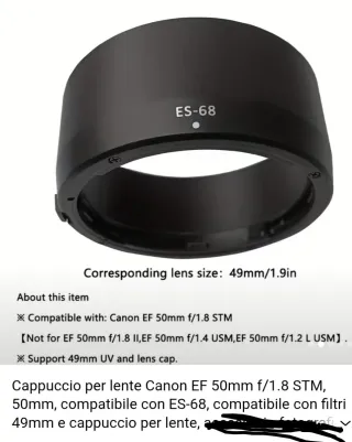 Paraluce Canon ES-68 x obiettivi 50 mm STM