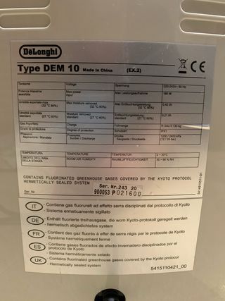 Deshumidificador De'Longhi DEM 10