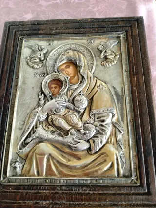 Icona Madonna con Bambino Argento 950