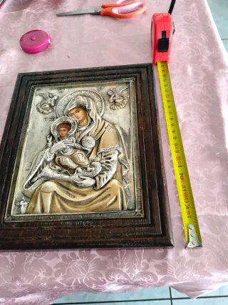 Icona Madonna con Bambino Argento 950