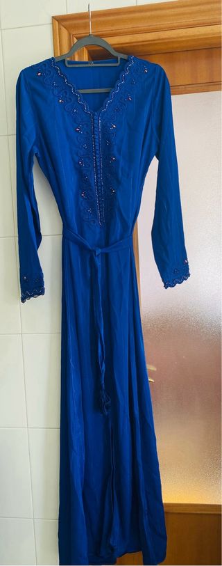 Vestido/Caftán Fiesta Azul y Dorado