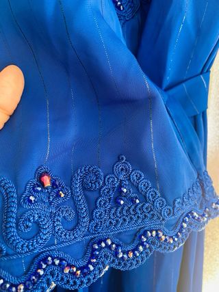 Vestido/Caftán Fiesta Azul y Dorado