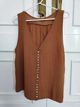 Conjunto pantalón y top marrón