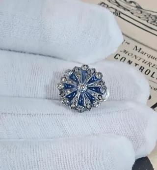 Pendientes Plata Marcasitas Esmalte Azul Antiguos