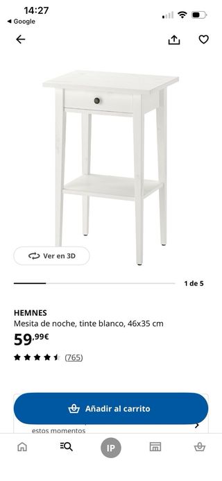 2 Mesitas de noche blancas con cajones