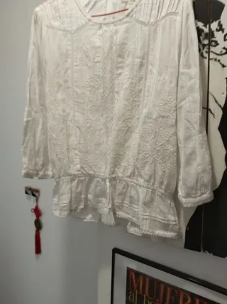 Blusa Algodón Blanca Bordada