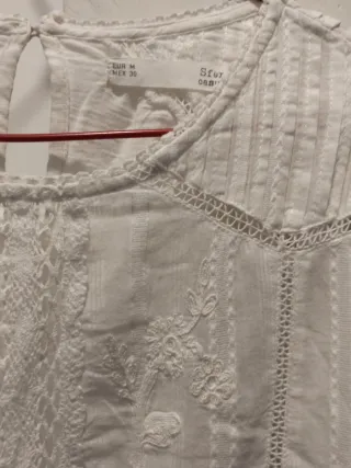 Blusa Algodón Blanca Bordada