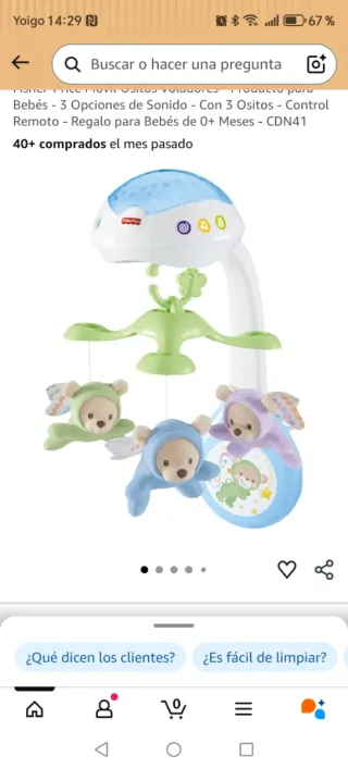 Móvil Cuna Fisher Price Ositos Voladores