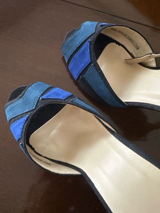 Sandali con cinturino blu e verde acqua