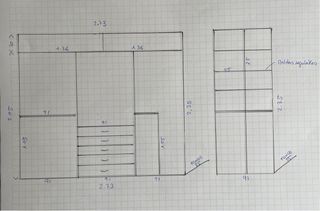 Armario Ropero Vestidor 4 módulos color haya .