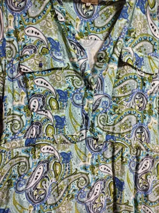 Vestido estampado paisley azul y verde