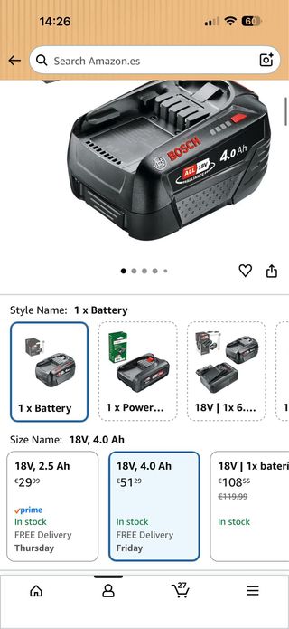 Cortacésped Bosch 18V sin cable incl dos baterias