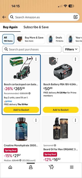 Cortacésped Bosch 18V sin cable incl dos baterias