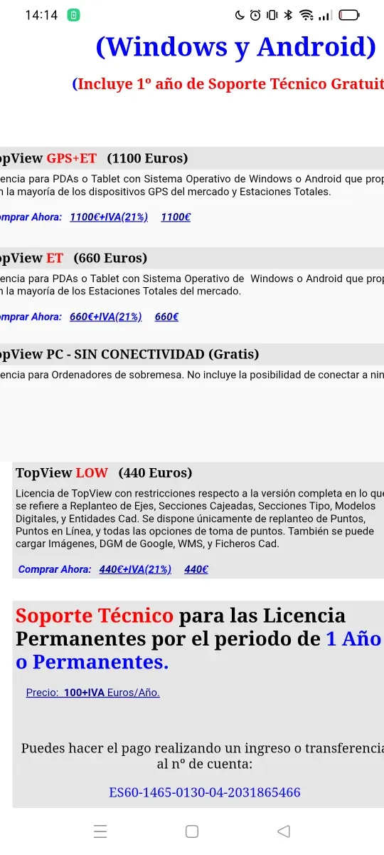 Licencia TopView GPS+ET (Windows/Android)