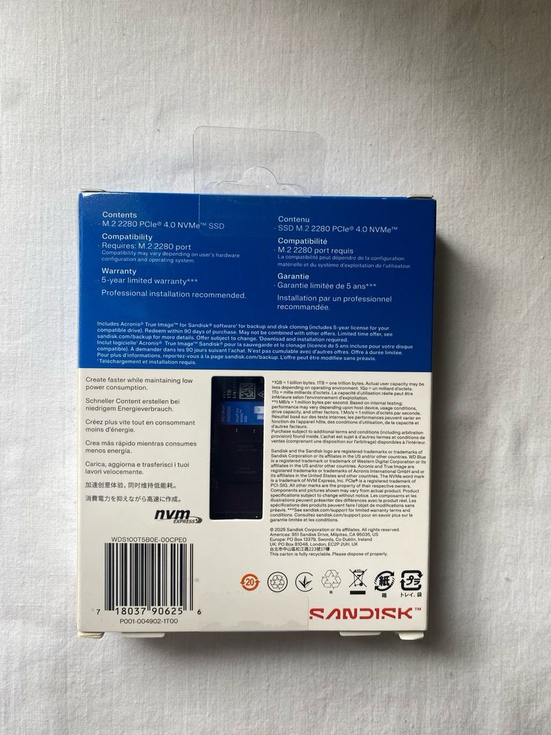 WD Blue SN5100 SSD 1TB NVMe PCIe 4.0 PRECINTADO afbeelding 3