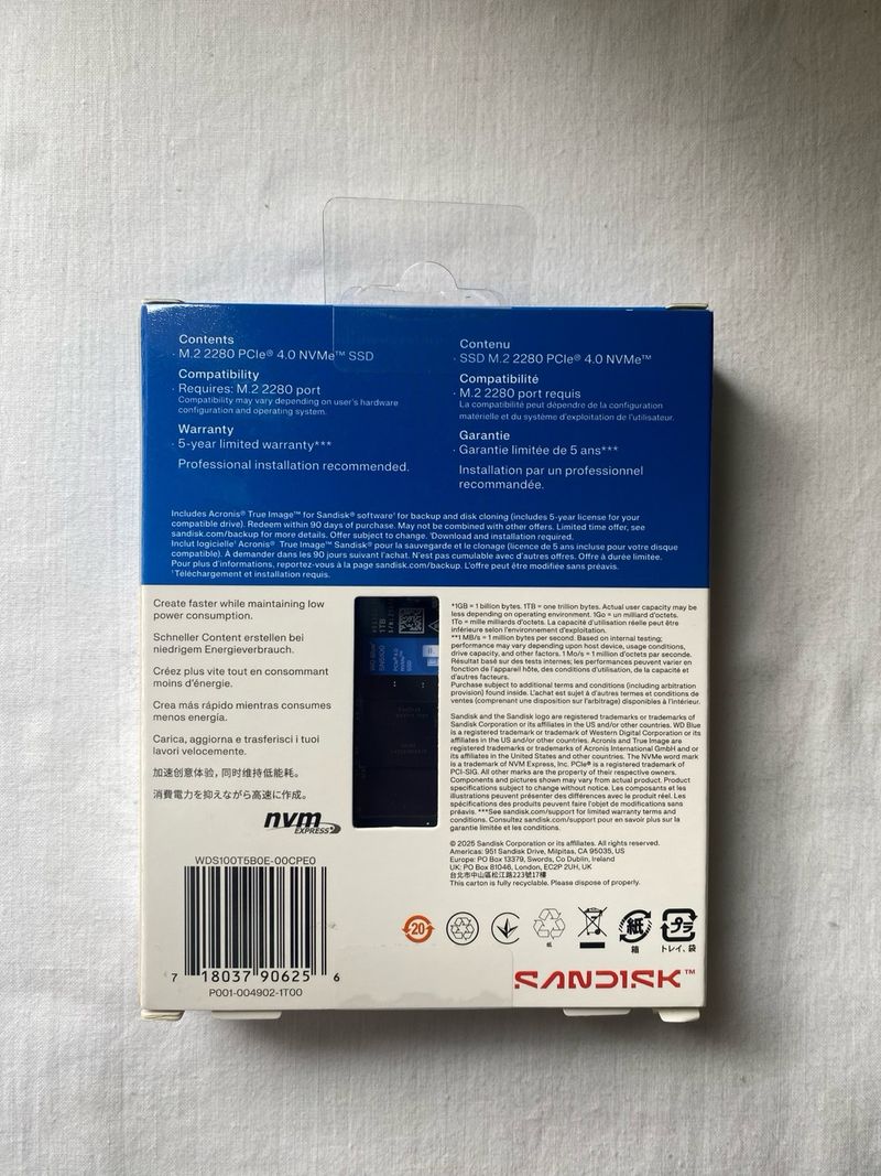 WD Blue SN5100 SSD 1TB NVMe PCIe 4.0 PRECINTADO afbeelding 4