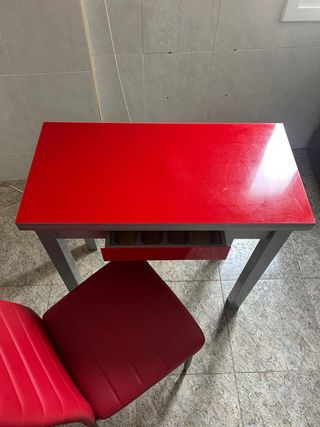 Mesa y 2 Sillas Cocina Plegables Rojas