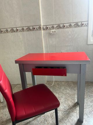 Mesa y 2 Sillas Cocina Plegables Rojas