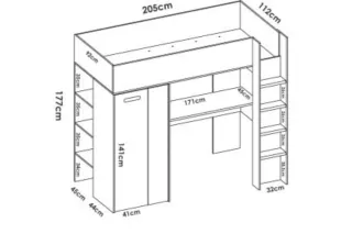 Cama alta IKEA SMÅSTAD con escritorio