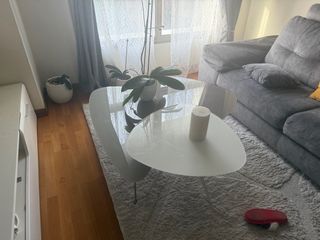 Mesa de centro cristal y metal