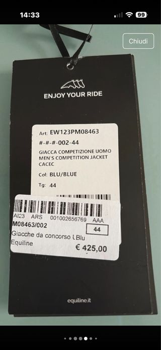 Giacca da concorso Equiline uomo tg 44
