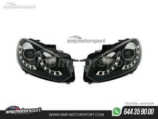 FAROS DELANTEROS OJOS DE ANGEL + LUZ DIURNA PARA VOLKSWAGEN GOLF MK6