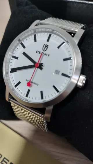 Reloj Berny Automático Plata y Blanco