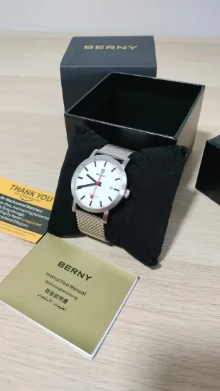 Reloj Berny Automático Plata y Blanco