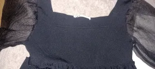 Vestido Zara Negro Manga Transparente