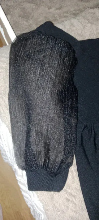 Vestido Zara Negro Manga Transparente